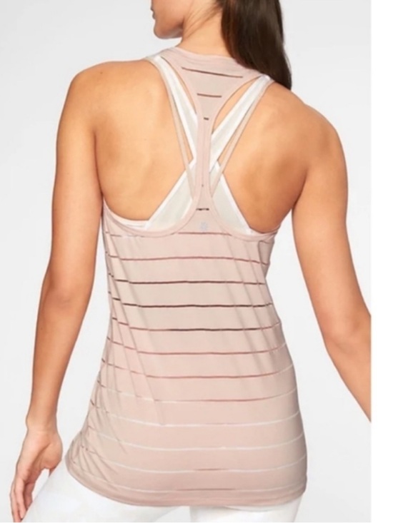 Athleta Tops - Athleta Light Pink XS Stripe Mesh Chi Tank Racerback Workout Top